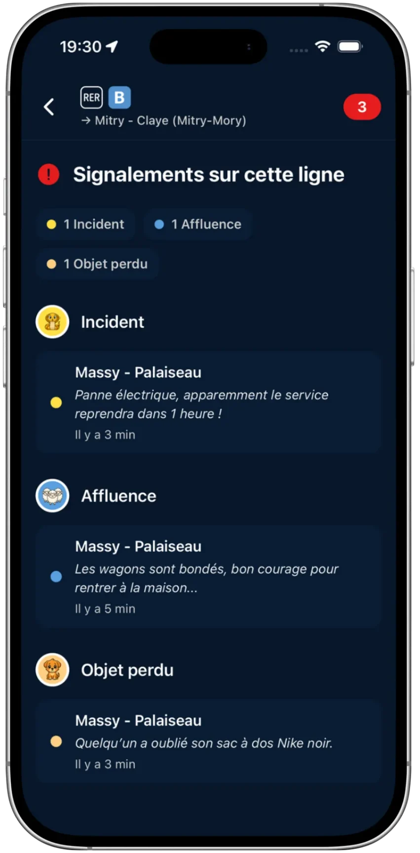 Flee — Les signalements de la ligne
